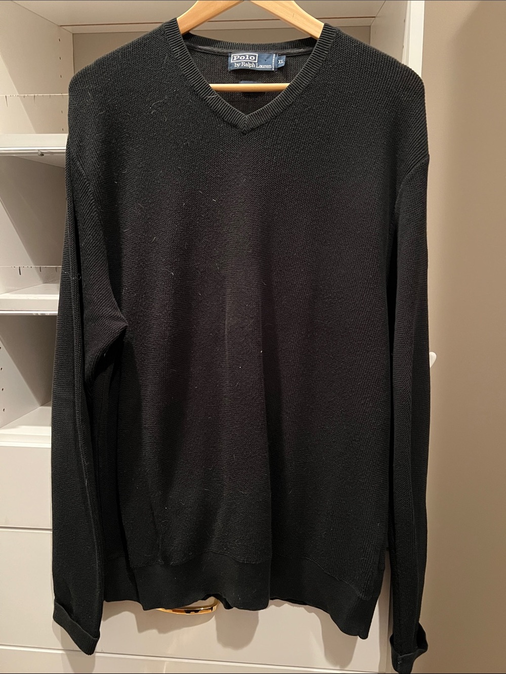 Polo by Ralph Lauren Men's Black V-Neck Knit Sweater